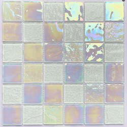 Blue Iridescent Mosaic White Crystal Glass Swimming Pool Villa Bathroom Kitchen Living Room Balcony Background Wall Tiles