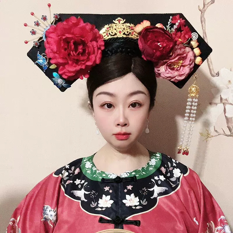 清朝复古宫廷头饰格格旗头流苏步摇满族贵妃皇后发饰配件