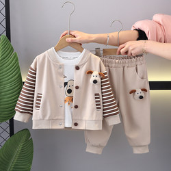 Boys' Spring Outfit Set 2026 New Stylish Three-Piece Set for Children, Baby One-Year-Old Spring and Autumn Style Boys' Clothing