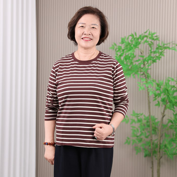 
Fat Mom Spring and Autumn Long Sleeve Tops Pure Cotton T-Shirt