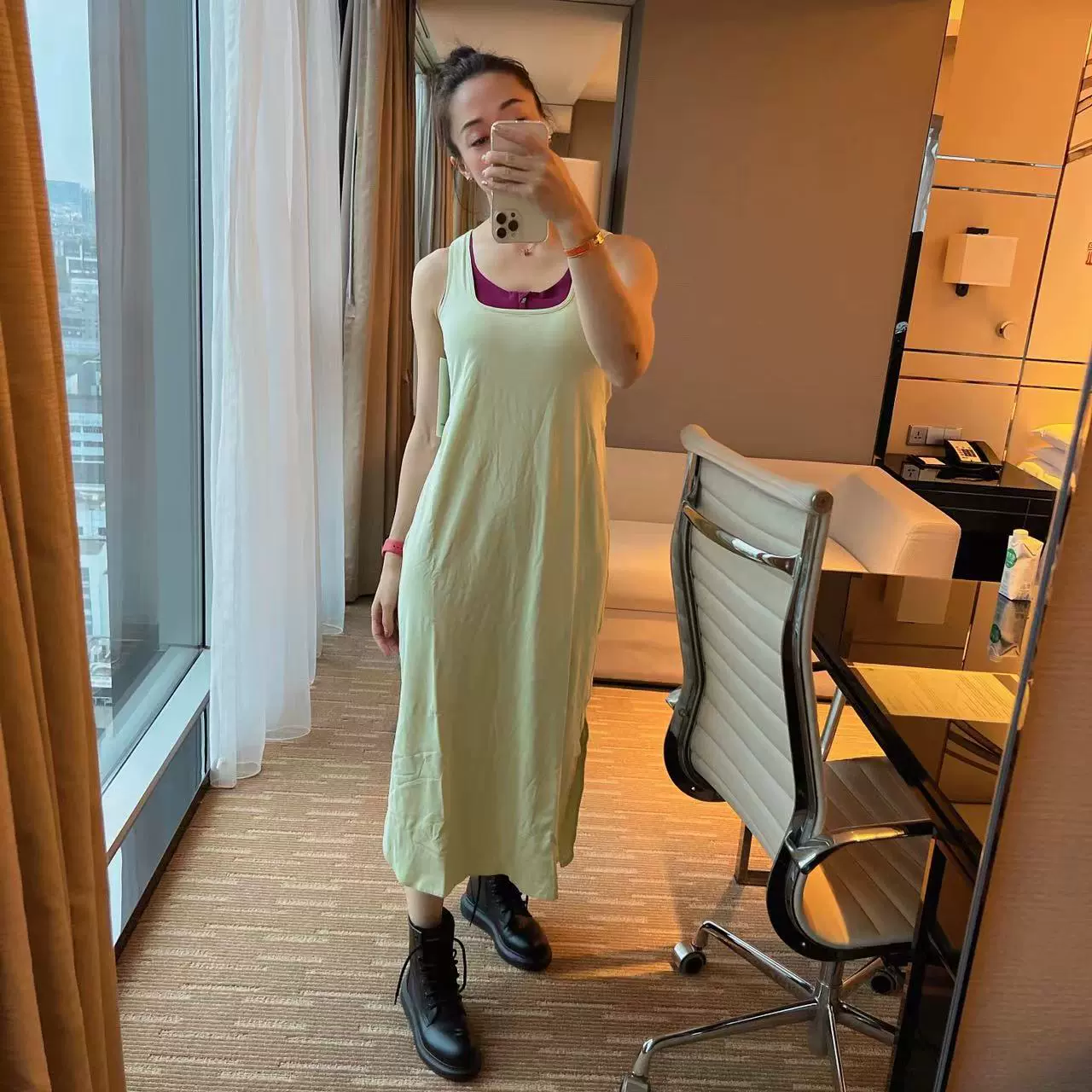 lululemon pima cotton open-back midi dress 美背连衣长裙