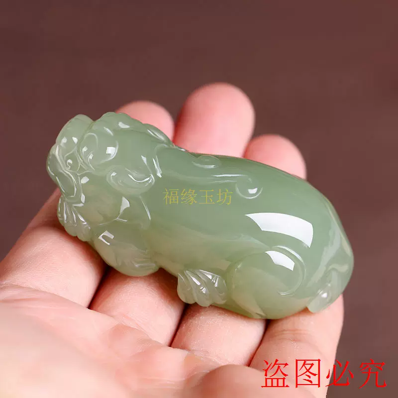 【姫】縁起物 天然翡翠 細密彫 ▼兔子 元宝▼ 招財 風水 置物 超美品  翡翠兔子品牌及商品- 京东