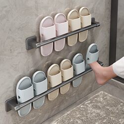 Bathroom Slipper Rack, No-Drill Wall-Mounted Shoe Holder, Wall-Mounted Drainage Storage Rack, Storage Solution