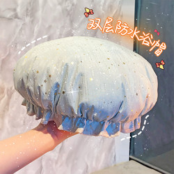 Double-Layer Shower Cap for Women, Waterproof for Bathing, Household Use, Anti-Oil Smoke Head Cover, Special Hair Drying Cap for Girls, New Model 2024