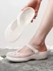 Trắng Croc Giày Nữ Bao Đầu Đế Mềm 33-34 Size Nhỏ Jelly Chống Trơn Trượt Đi Biển Cho Bệnh Viện Y Tá giày Wedge