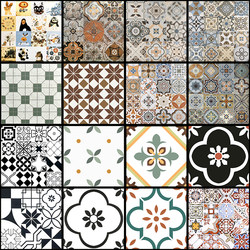 Scandinavian Mediterranean Background Wall Antique Tiles Colorful Black and White Restaurant Bathroom Tiles Balcony Floor Tiles 600