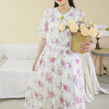 
Yunzi dress summer retro slim embroidery