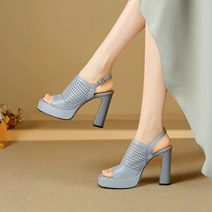 
Temperament Hollow Waterproof Platform High Heel Fish Mouth Sandals Women's 2026 Summer New Style Thick Heel Thick Sole Strap Fashion Shoes