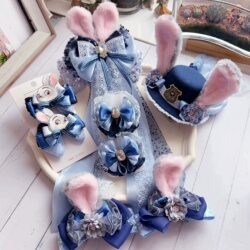 Zootopia Amusement Park Outing Children's Hairpin Gauze Style Bunny Police Officer Hat Cartoon Bunny Ears Headwear