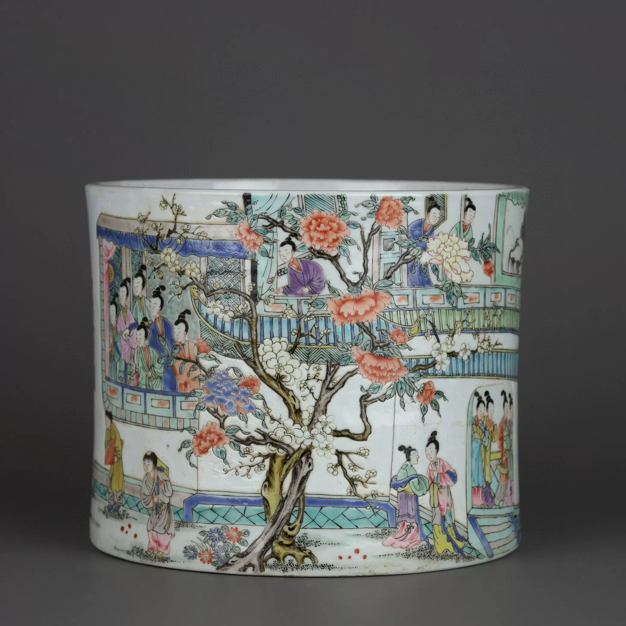 清乾隆年制粉彩渔家乐图大缸尺寸:高度35.5㎝口径39.6㎝