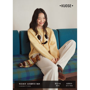 
Wide color yellow cute smiling face embroidered round neck sweater for women 2025 autumn and winter new soft glutinous loose pullover top