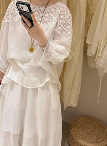 
2026 new high-quality ramie lace shirt for women summer new casual sweet age-reducing literary and artistic temperament top