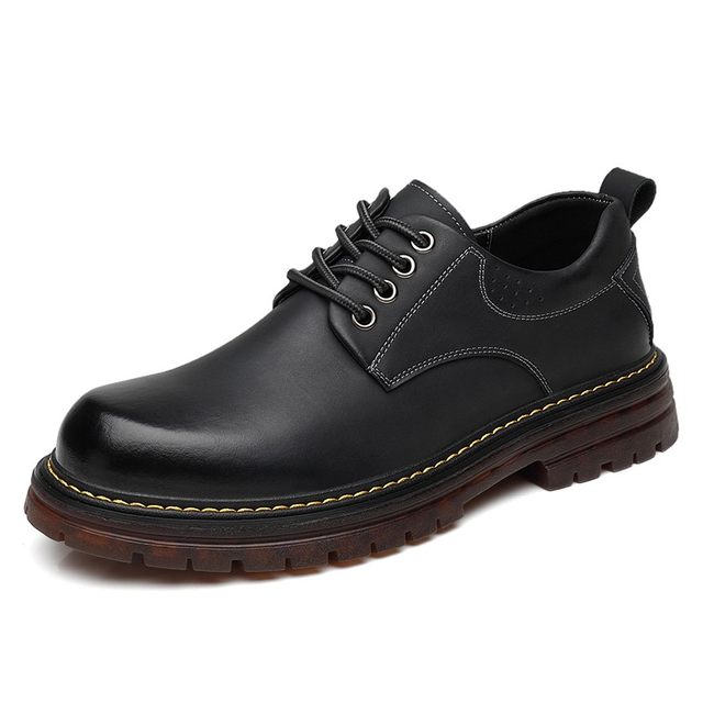 Woodpecker men's shoes retro work shoes genuine leather business casual ...