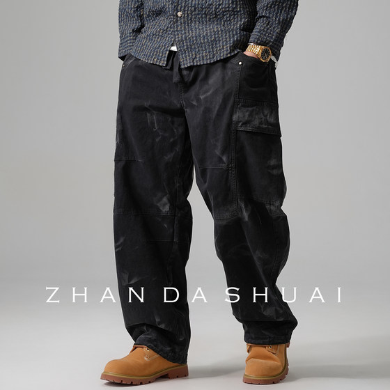 
Zhan Dashuai American casual handsome heavyweight large pocket camouflage overalls men's straight loose and versatile wide-leg pants