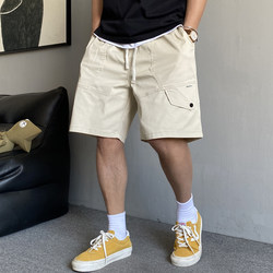 Men's loose outdoor cargo shorts, trendy high street drawstring