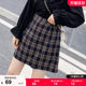 Large -size plaid skirt 2023 summer new Korean version high waist, thin and thin mm retro A -line skirt skirt