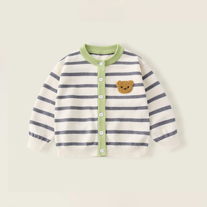
Baby striped sweater spring and autumn style boy baby A-type round neck single-layer knitted button cardigan top