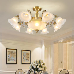 All-Copper Living Room European-Style Chandelier, Modern and Simple, Elegant American Retro Master Bedroom Main Light, Dining Room Zhongshan Lighting Fixtures