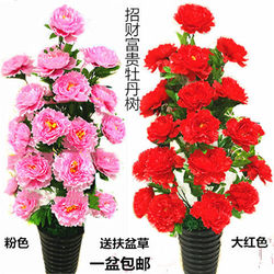 Artificial Tree Plant Potted Peony Tree Bonsai Living Room Decoration Floor-Standing Tree Large Green Plant Hotel Money Tree