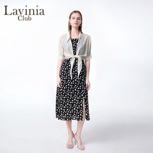 
Lavinia Fashionable Floral Sling Small Black Skirt 2025 Spring and Summer New Black Pattern High Waist Slim Dress