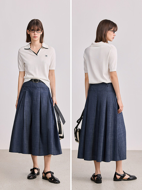 LILY2025 Spring New Women's Retro Loose Casual Versatile Skirt Pleated Skirt