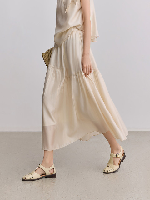 LILY2025 summer new women's clothing modal blend simple draping loose casual and versatile A-line skirt skirt
