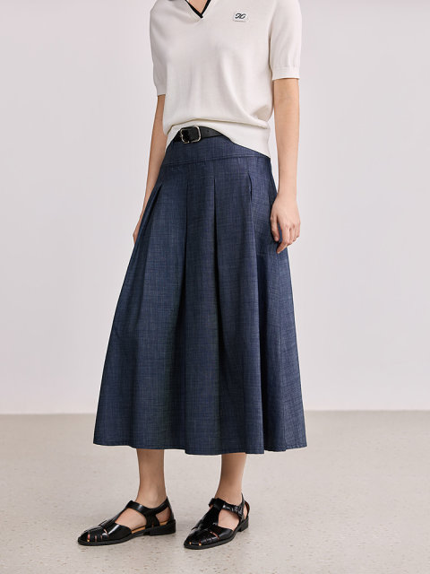 LILY2025 Spring New Women's Retro Loose Casual Versatile Skirt Pleated Skirt