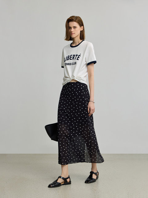 LILY2025 summer new classic French retro polka dot professional commuting versatile casual straight skirt skirt women
