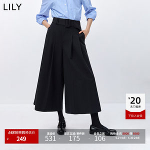 
LILY2026 spring new women's lyocell cotton blended belt pleated casual commuting A-line cropped culottes