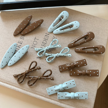 
Korean new style blue brown polka dot hair clip