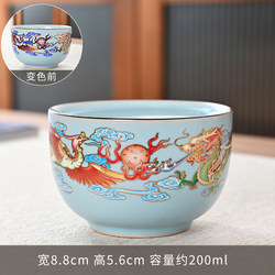 Ceramic Tea Cup, Master Cup, Large Capacity Household Drinking Cup, Thickened Anti-Scalding Color-Changing Cup, Exquisite Ru Kiln Tea Tasting Cup