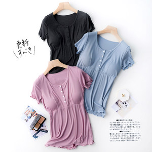Modal breastfeeding shirt summer short -sleeved T -shirt out of fashion feed milk postpartum pregnant women half -sleeved telescopic bottoming
