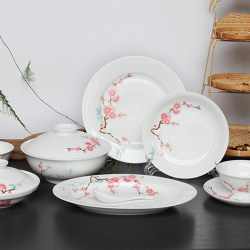 High White Porcelain Green Bamboo Red Plum 7501 Porcelain