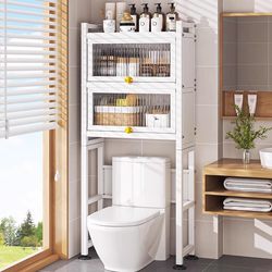 Bathroom Smart Toilet Overhead Storage Rack, Floor-Standing Bathroom Storage Cabinet, Toilet Shelf, Multi-Functional Storage Cabinet