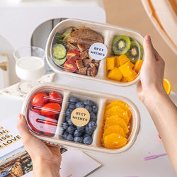 Fruit Packaging Box, Disposable Lunch Box, Spring Outing, Picnic, Camping Lunch, Light Meal, Reduced-Fat Meal, Double-Compartment Divider, Outdoor Use