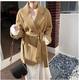 New autumn and winter high-end cashmere double-sided wool small jacket tied short wool coat women's suit top