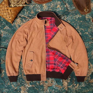 Hawthorn red suede sheepskin! G9 raglan sleeve business casual leather jacket for men, soft, comfortable and breathable