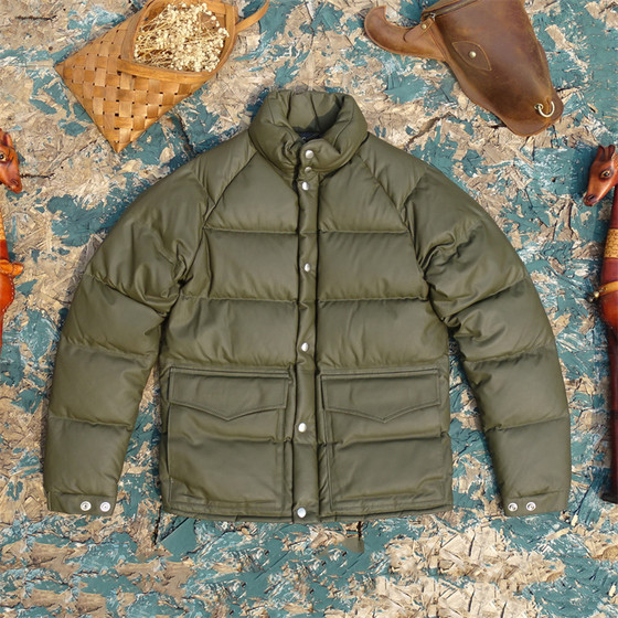 
Kimura style big bag down jacket! Dark green light frosted first layer sheepskin leather jacket for men thickened leather jacket