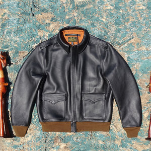 Heavy 1.7mm full -grain all -grain imported old cowhide leather leather clothes men's flying service A2 lapels leather jacket
