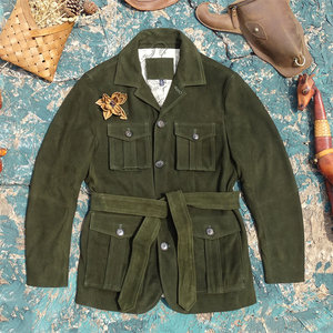 
Exported to the United States original version remaining! Safari jacket hunting windbreaker suede goat leather genuine leather jacket for men