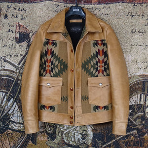 Navaho Totten Mao Wait in oral oil wax leather leather leather leather leather coat men's lapel slim machine model