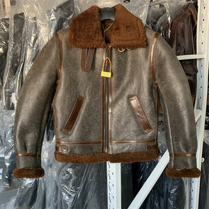 
B6 flight suit style! The first layer of sheepskin fur is integrated with genuine leather leather jacket for men, burst brown + brown hair is warm and comfortable to keep warm