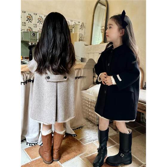 
Children's double-sided cashmere jacket 2025 autumn and winter baby Korean style wool thickened boys and girls wool coat high-end