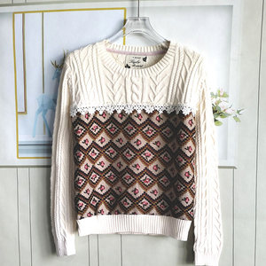 
2025 New Jacquard Round Neck Pullover Knitted Sweater Pure Cotton Age-Reducing Chic Beautiful Tops for Junior High and High School Students