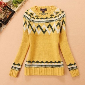 2023 autumn and winter thick woolen sweater women's round neck split -skilled bottom knit sweater long -sleeved college age reduction sweetness
