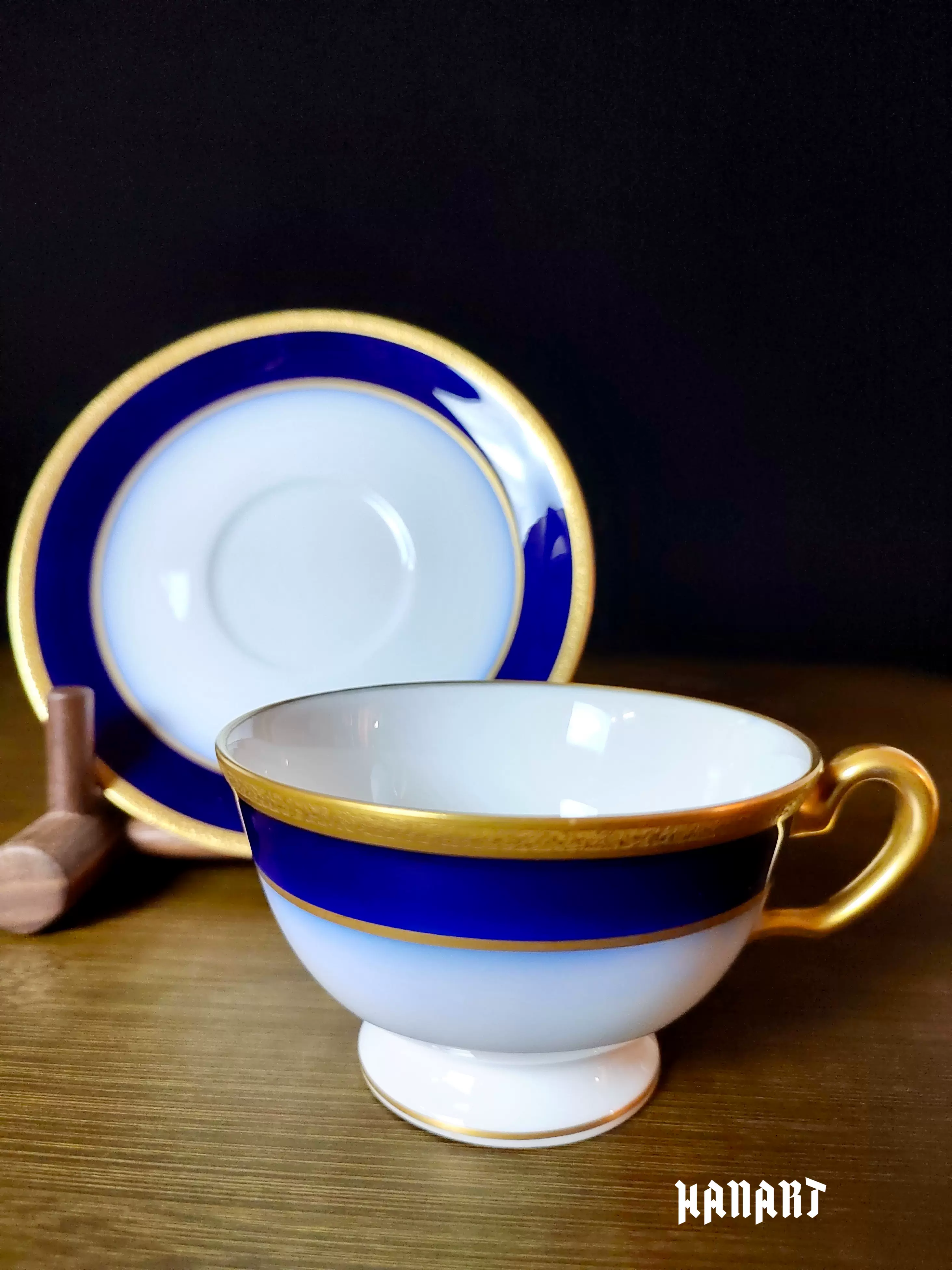 ◇ 大倉陶苑 OKURA CHINA 瑠璃 金蝕 花文 花瓶 高さ約27cm