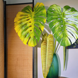 Extra-Large Artificial Monstera Plant, Green Foliage, Tropical Rainforest Landscaping, Large Green Leaves