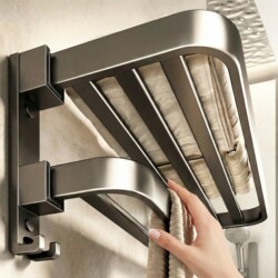 Bathroom Towel Rack, No-Drill Storage Rack, Wall-Mounted Toilet Towel Rack, Hanging Rod, Clothes Storage Rack