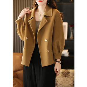 
Autumn and winter double-sided cashmere coat for women 2025 new short double-breasted Korean style loose small pure wool coat