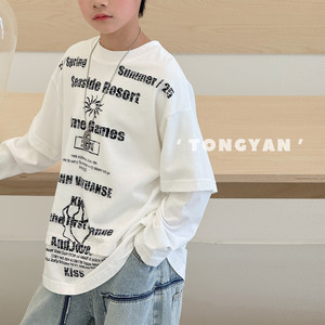 
Add a new purchase on March 23rd and get a 5 yuan coupon. Boys' long-sleeved T-shirt spring fake two-piece top pure cotton bottoming shirt.